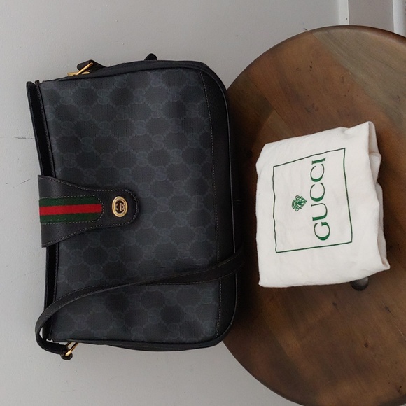 Authentic Vintage Gucci GG Monogram Supreme Sherry Web Ophidia Crossbody Bag - Picture 2 of 9